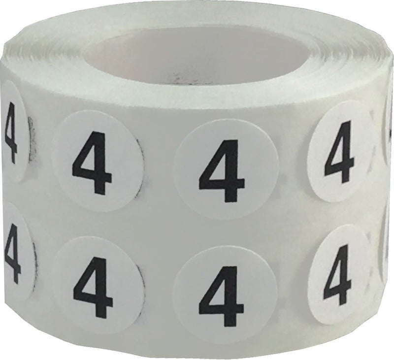InStockLabels.com 1/2" Inch Number 4 Stickers, Semi-Gloss White Round Labels with Black Text, 1000 Labels on a Roll, Perfect for Home Organization and Office Management, Permanent Adhesive - Image 1